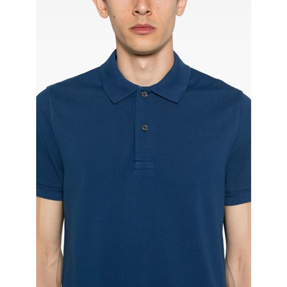 Tom Ford Blauwe Polo Shirt Korte Mouw Katoen Blue Heren
