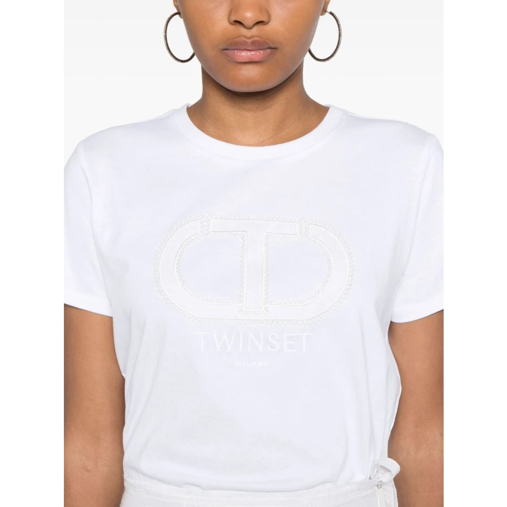 Twinset Witte Trui met Logodetails White Dames