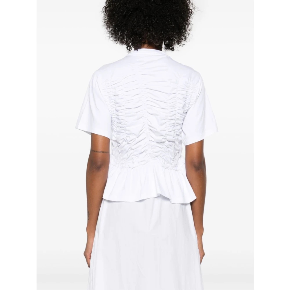 Cecilie Bahnsen Wit Jersey T-shirt met Gerimpelde Details White Dames