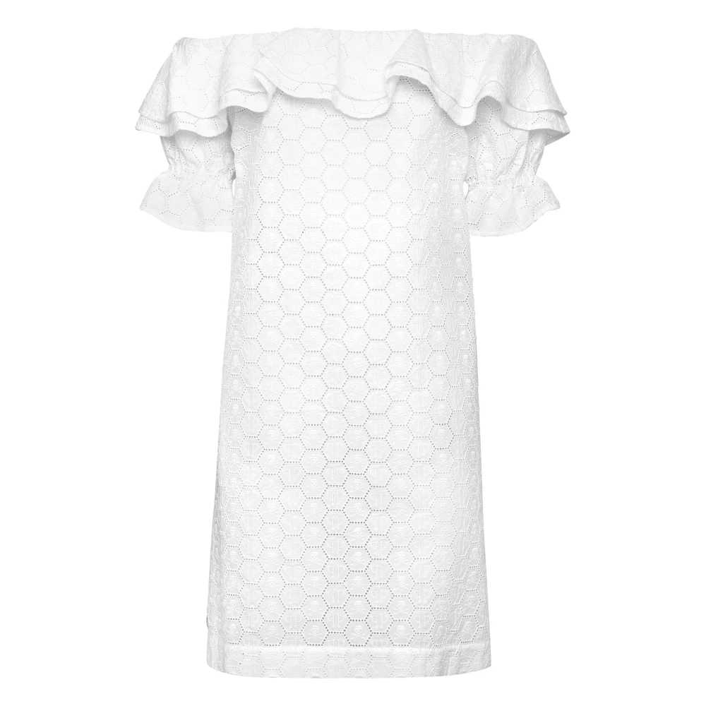 Philipp Plein White Sangallo Short Dress Lace - Female - Short Dresses - S - Dresses