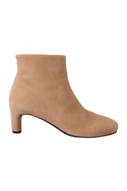 Beige Suede Leather Mid Heels Pumps Boots Shoes