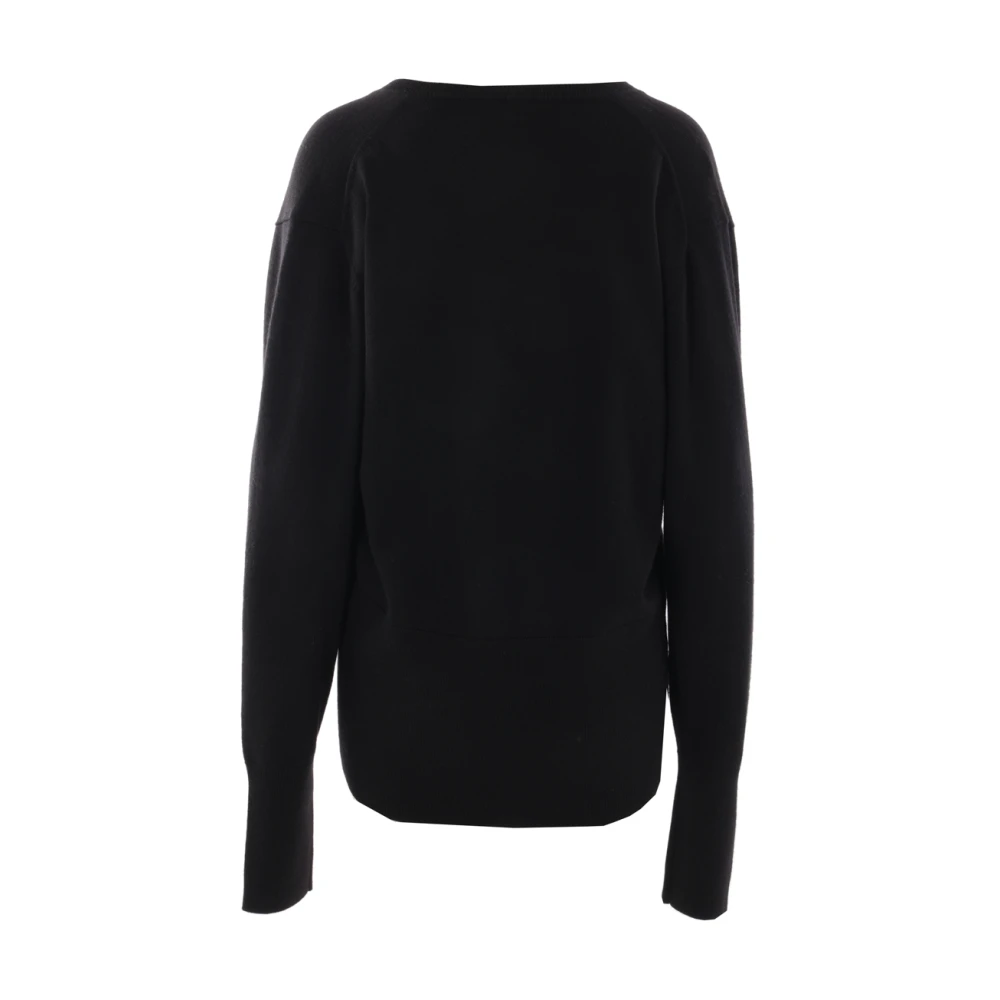 TotêMe Zwarte V-hals wollen trui Black Dames