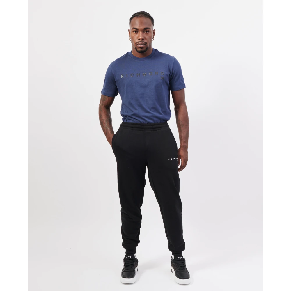 Richmond Zwarte sportieve broek met zijzakken Black Heren