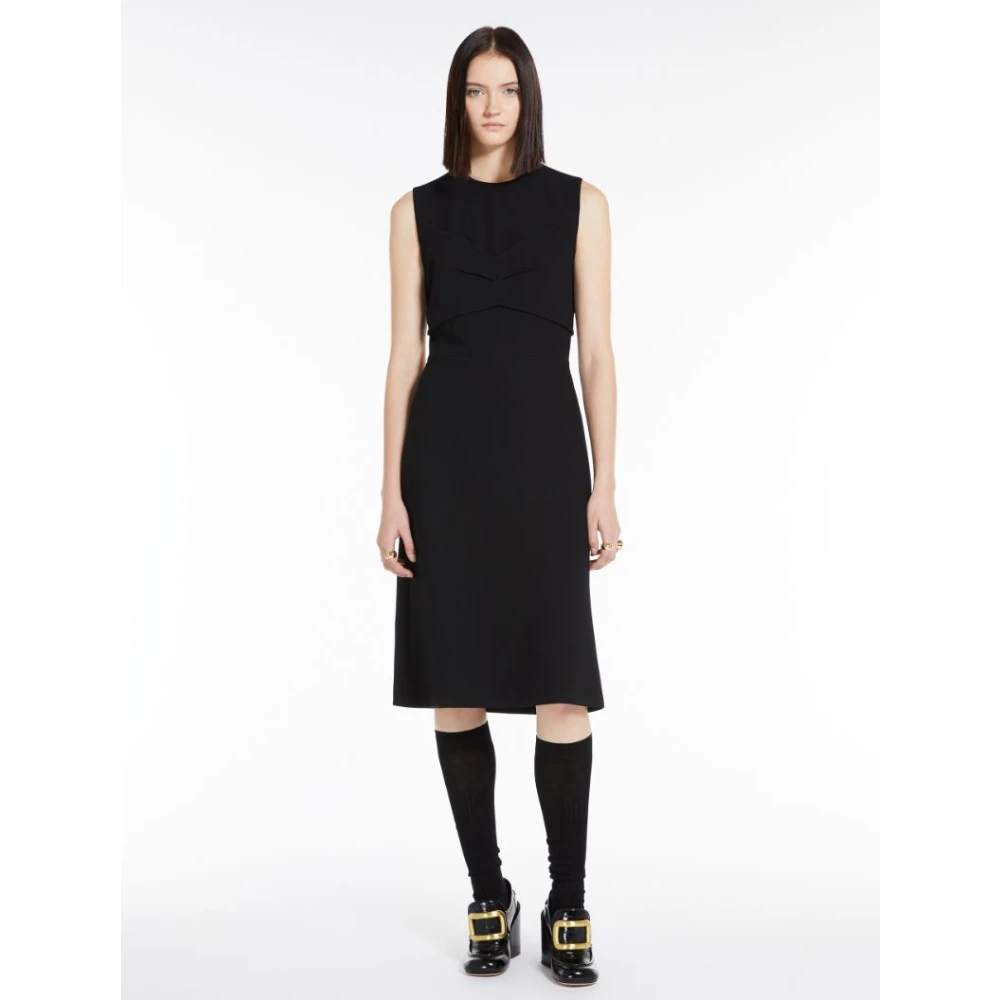 SPORTMAX Zwarte mouwloze jurk met geometrische uitsnijding Black Dames