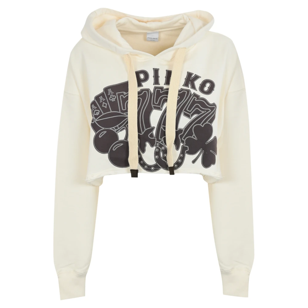 Pinko Witte Katoenen Korte Hoodie Sweater White Dames