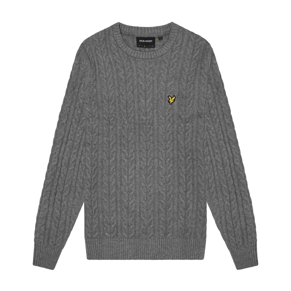 Lyle & Scott Gebreide kabel ronde hals trui Gray Heren