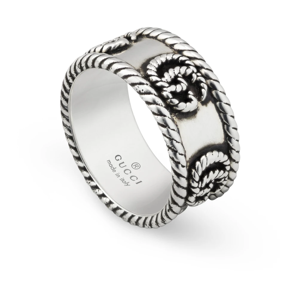 Gucci Ybc627729001 - 925 Sterling Silverring med Double G-detalj Gray, Dam