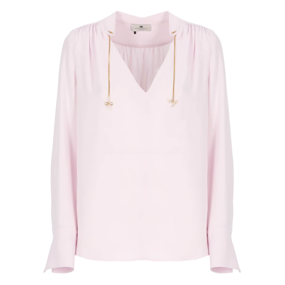 Elisabetta Franchi Rosa Viskos Skjorta med Charms Pink, Dam