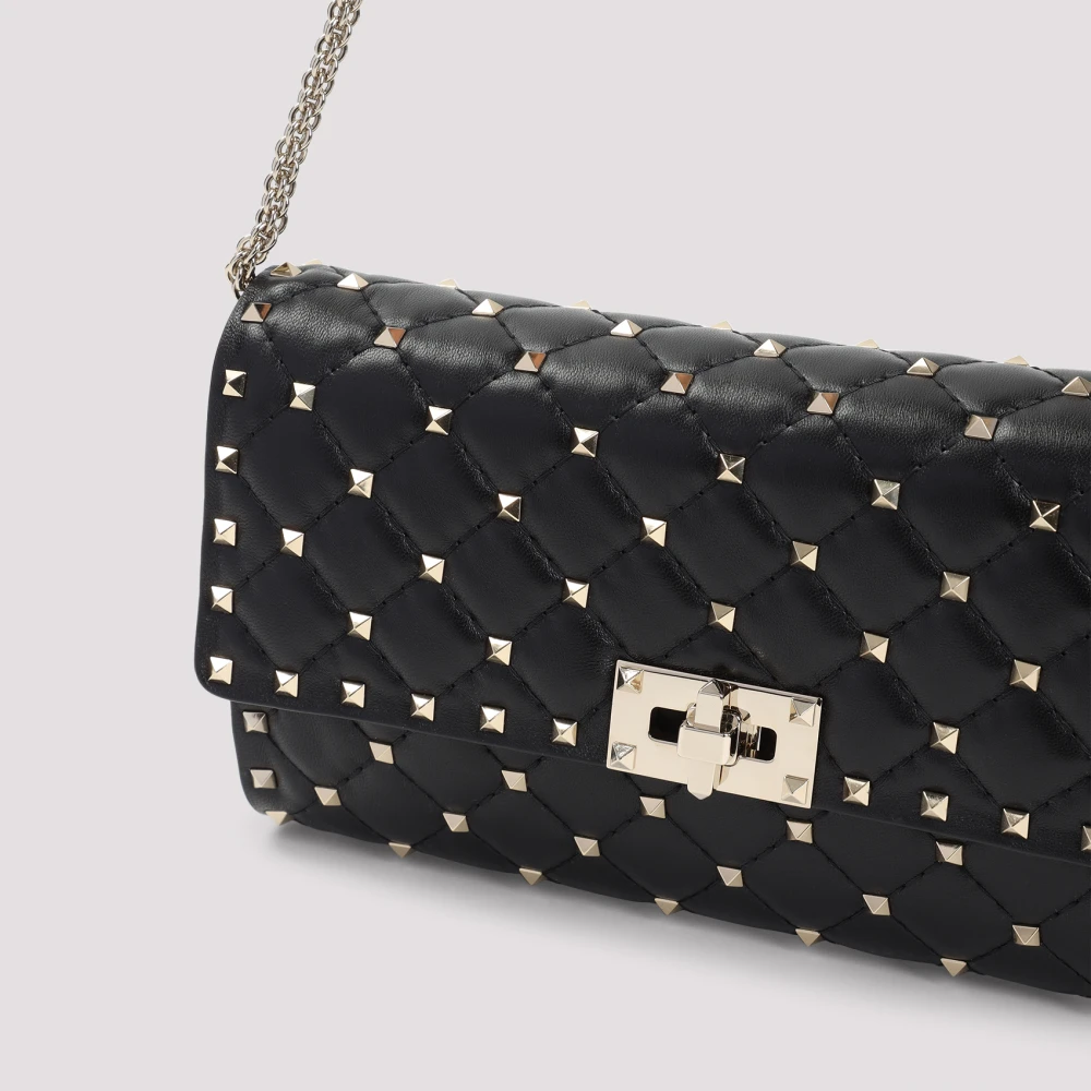 Valentino Garavani Zwarte leren schoudertas Black Dames