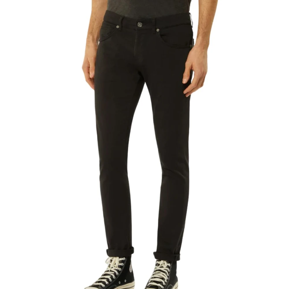 Dondup Zwarte Skinny Fit Jeans met 4 Knopen Black Heren