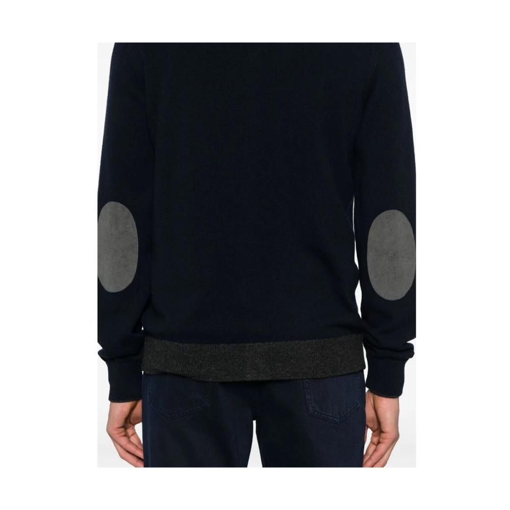 La Fileria Navy Blauw Wollen Gebreid Jack Blue Heren