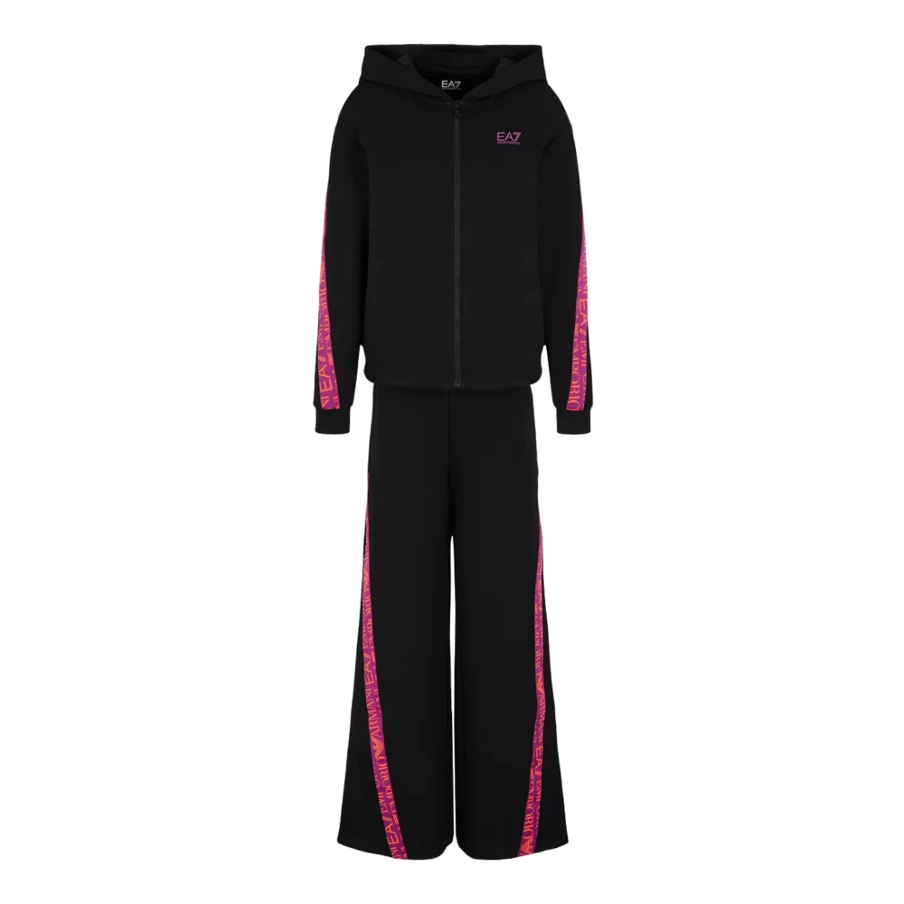 Emporio Armani EA7 Zwart Katoenen Trainingspak met Logoband Black Dames
