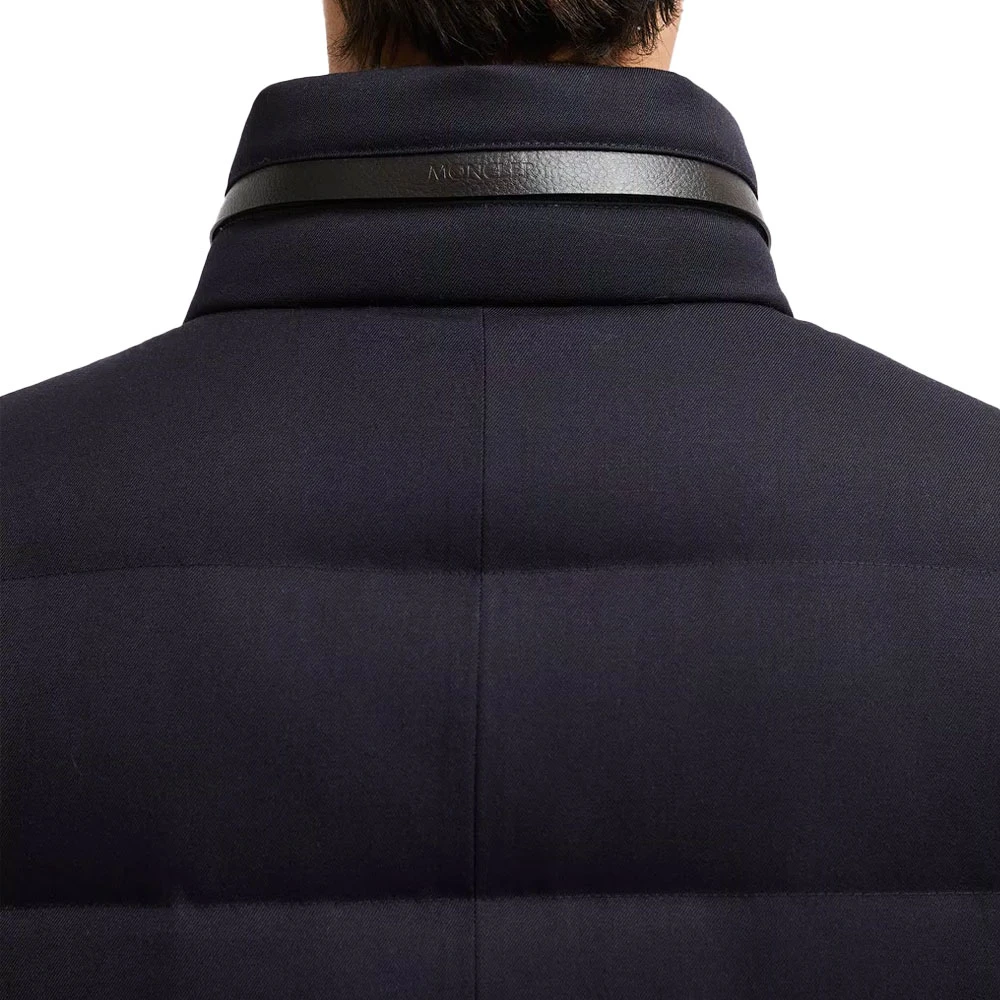 Moncler Stijlvolle wollen jas met verborgen capuchon Blue Heren