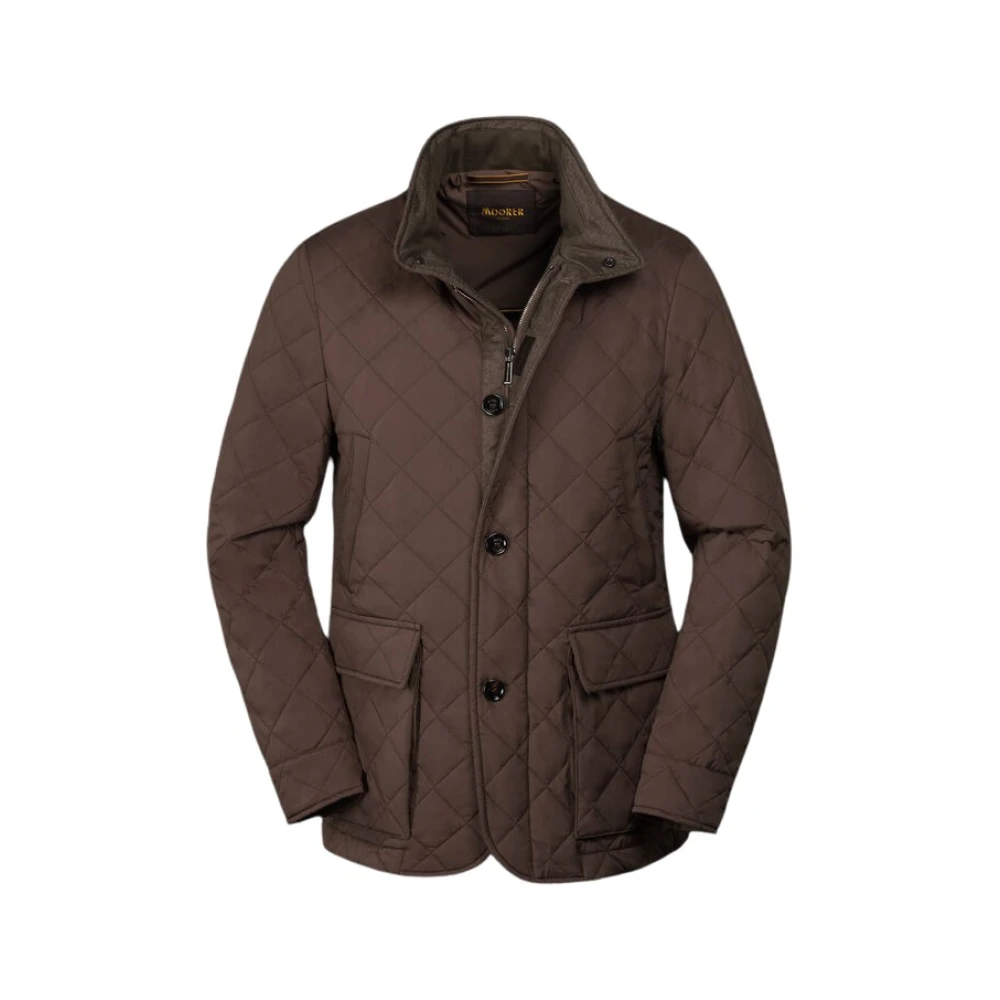 Moorer Men's Brown Winter Jackets, 3XL, Quilted Checkered Sport Jacket