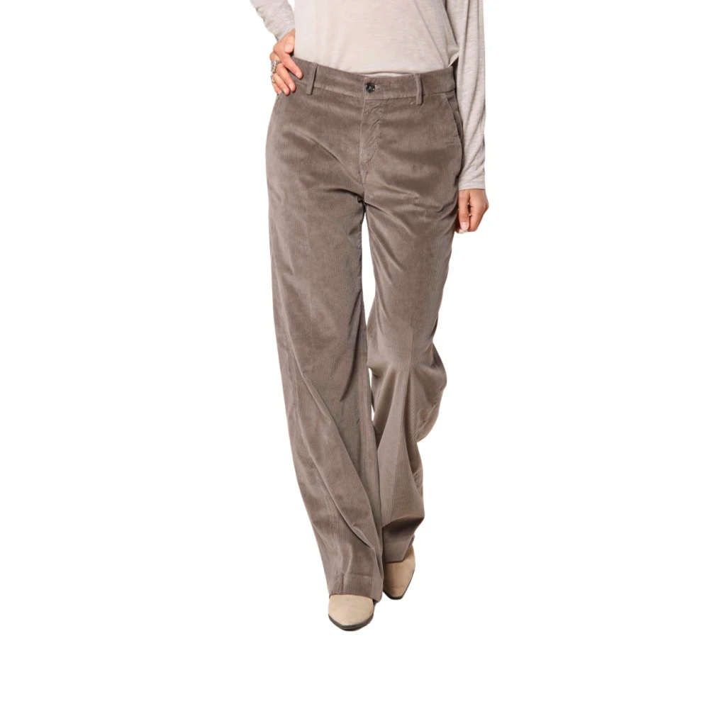 Mason's Fluweelrib Straight Fit Chino Broek Gray Dames