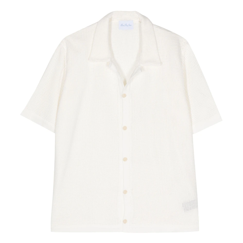 Blue Sky Inn Witte Wafel Gebreide Cubaanse Kraag Shirt White Heren