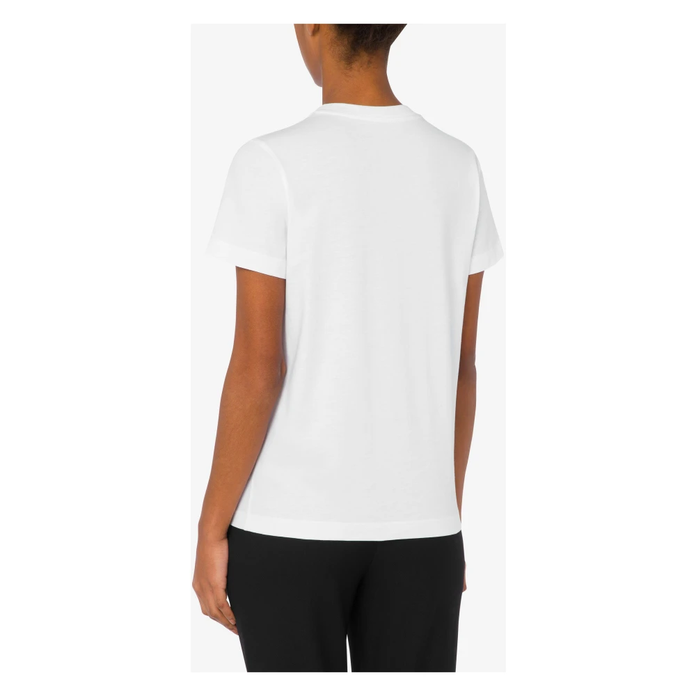 Moschino Wit Logo Print Crewneck T-shirt White Dames