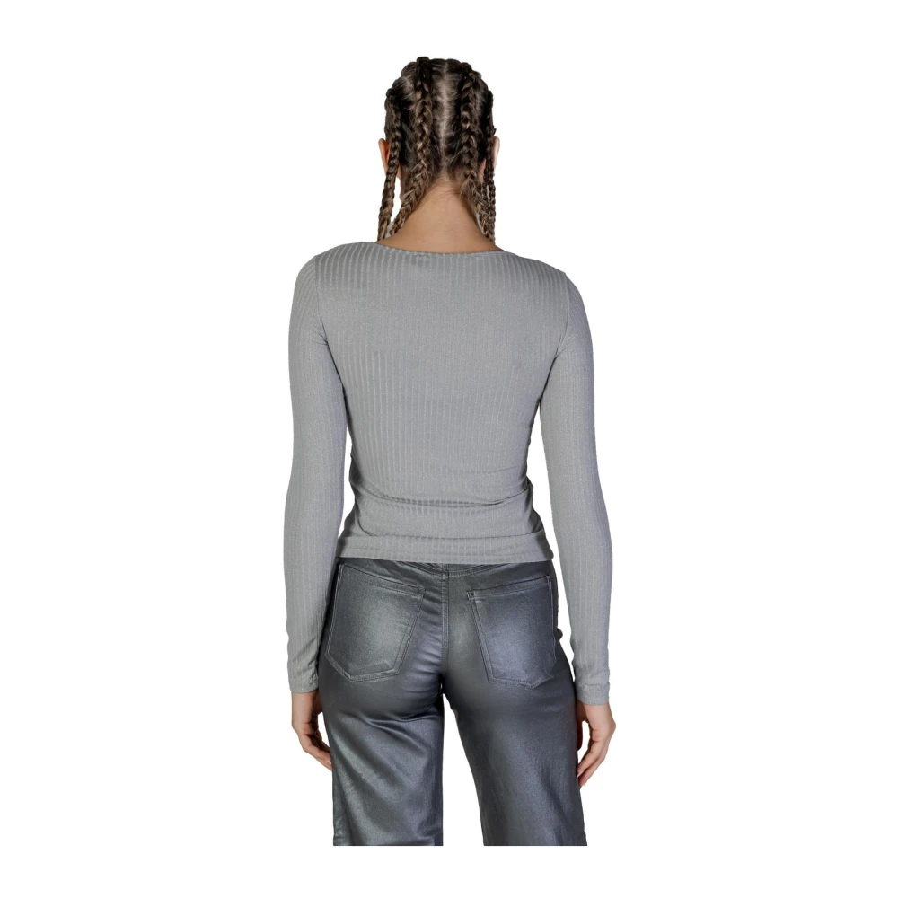 Vero Moda Zilveren Ronde Hals Gebreide Trui Gray Dames