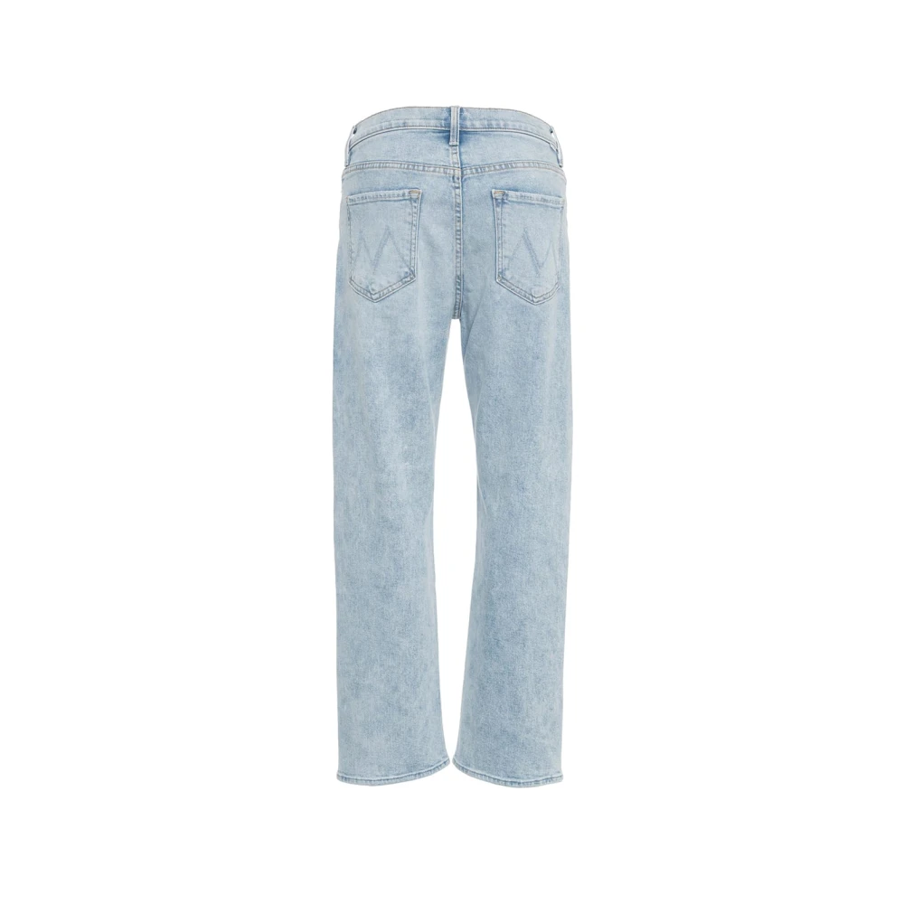 Mother Blauwe Straight-Leg Zip Enkel Jeans Blue Dames