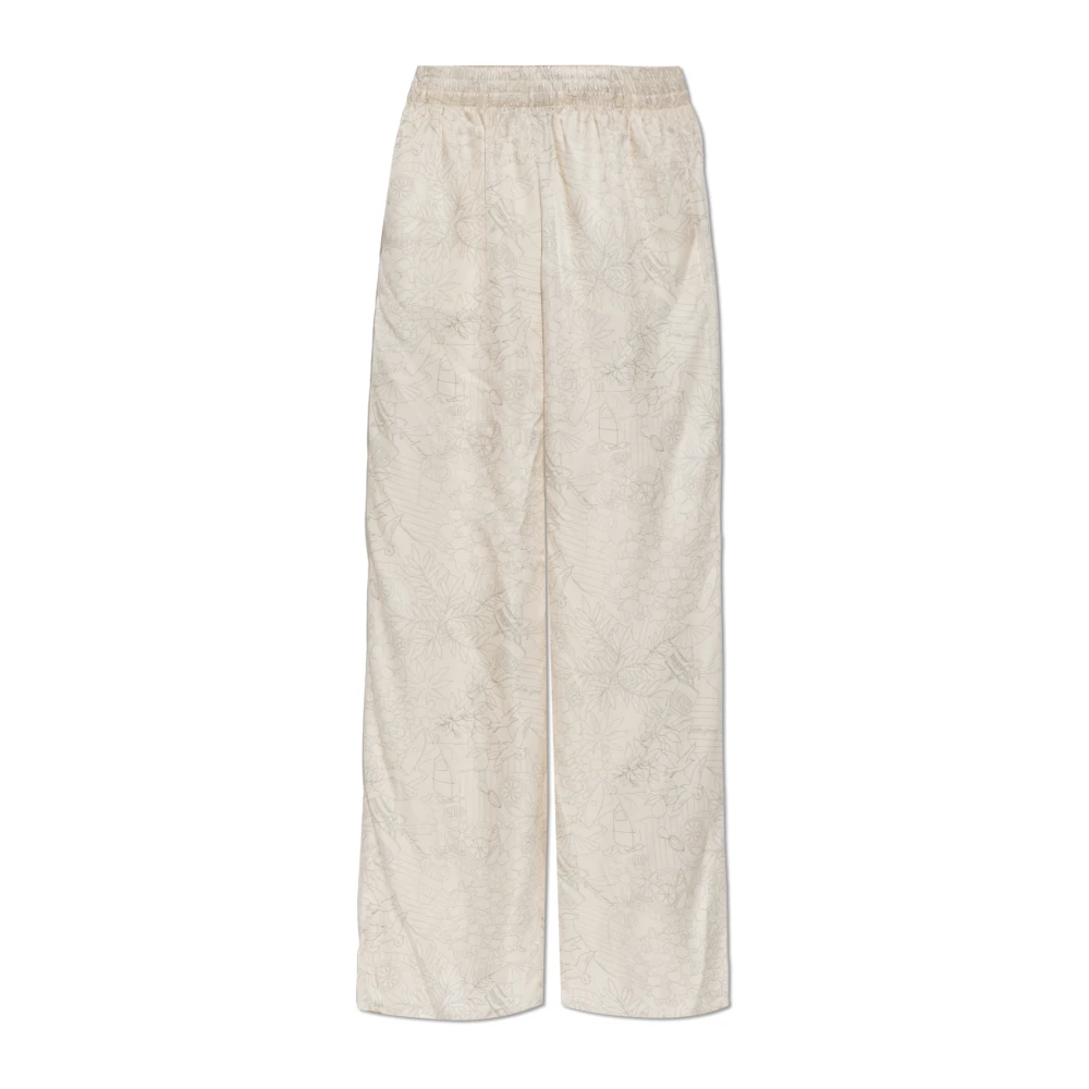 Golden Goose Vrouw Beige Broeken Dames, S, Bloemenprint Broek