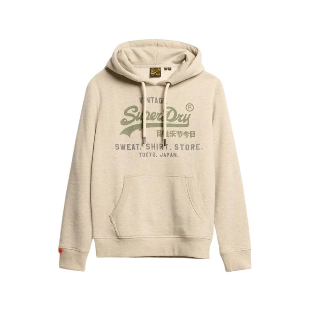Superdry Men's Beige Hoodies, M, Hoodie Logo Vintage Heritage Relaxed