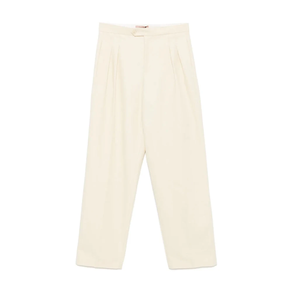Twinset Women's Beige Elegant Trousers With Pinktuck Detailing - Straight Trousers - S - Trousers