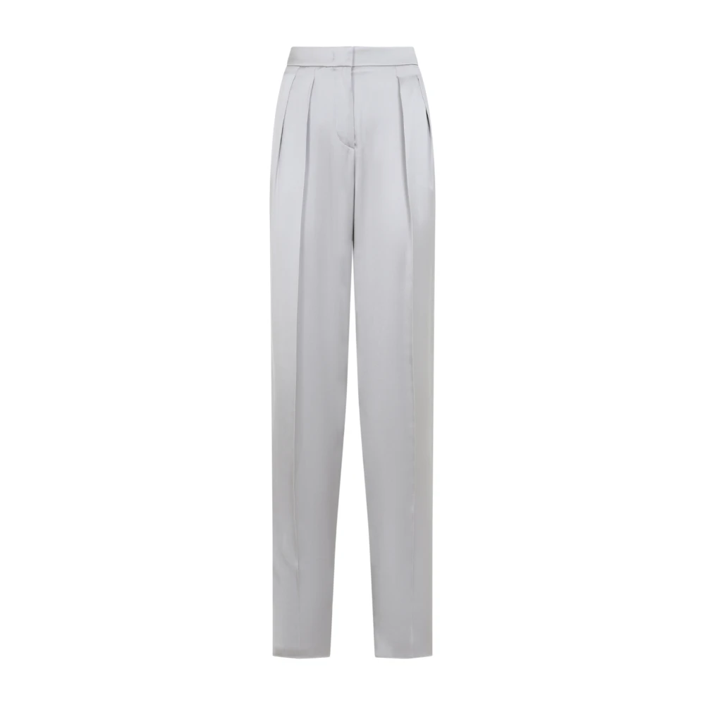Giorgio Armani Women's Gray Double-Sided Silk-Satin Two-Pleat Trousers
