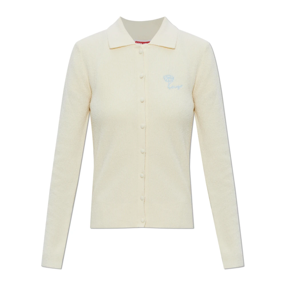 Kenzo Vrouw Beige Truien & Vesten Dames, Xs, Katoen, Logo Cardigan