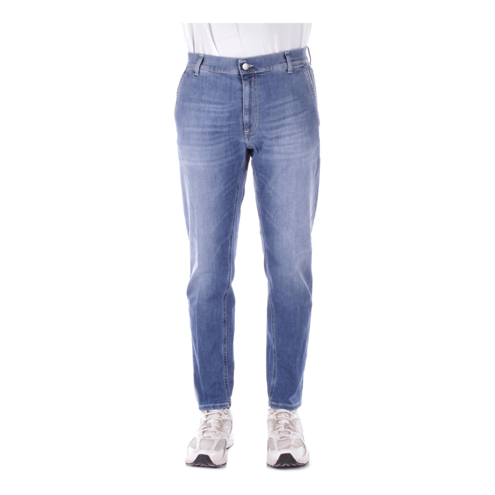 Dondup Blauwe Jeans met Logo Rits Sluiting Blue Heren