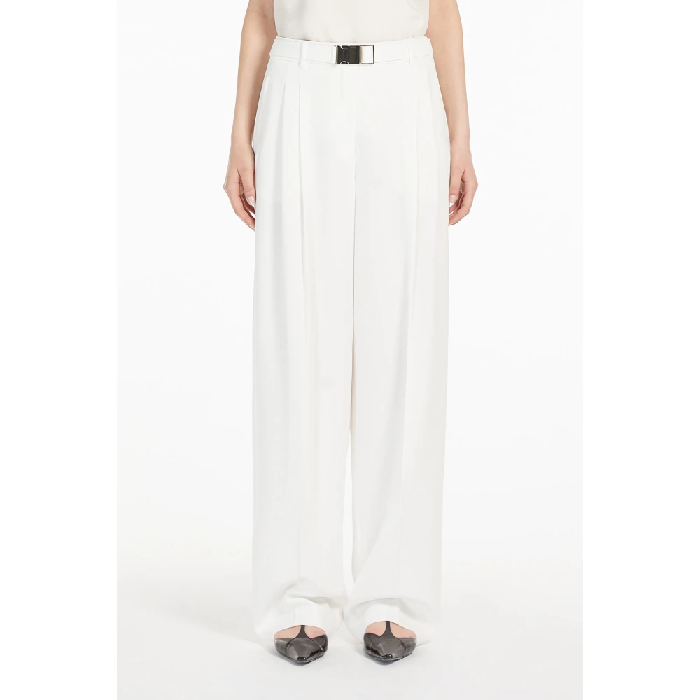 Max Mara Studio Witte Cady Broek met Plooien White Dames