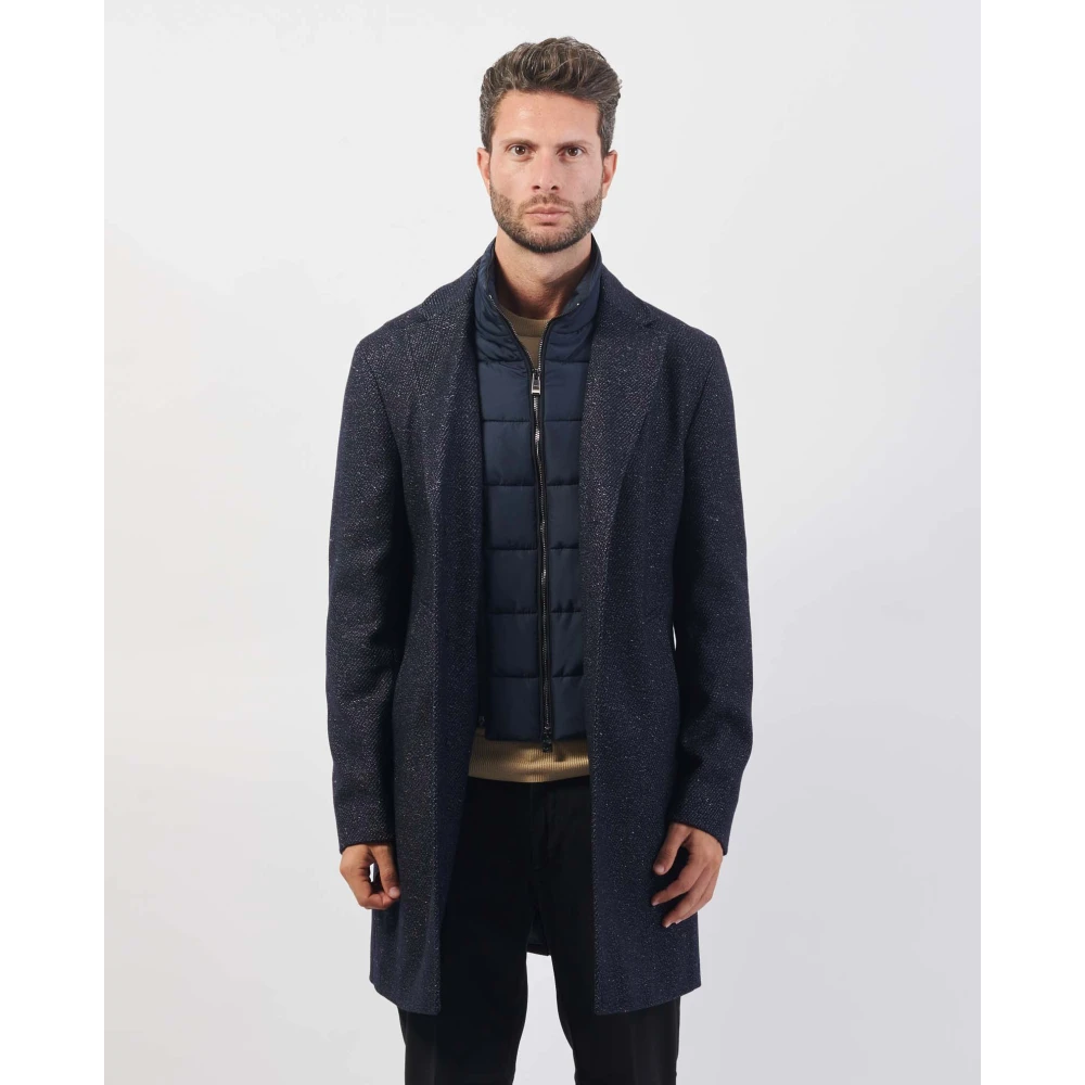 Hugo Boss Blauwe Tweed Slim Fit Jas Blue Heren