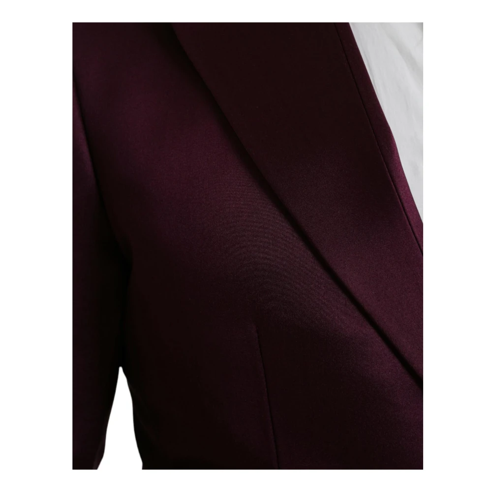 Dolce & Gabbana Maroon Zijden Blazer Jas Slim Fit Brown Heren