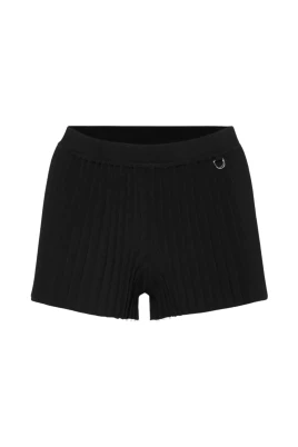 Svarta Veckade Stickade Shorts