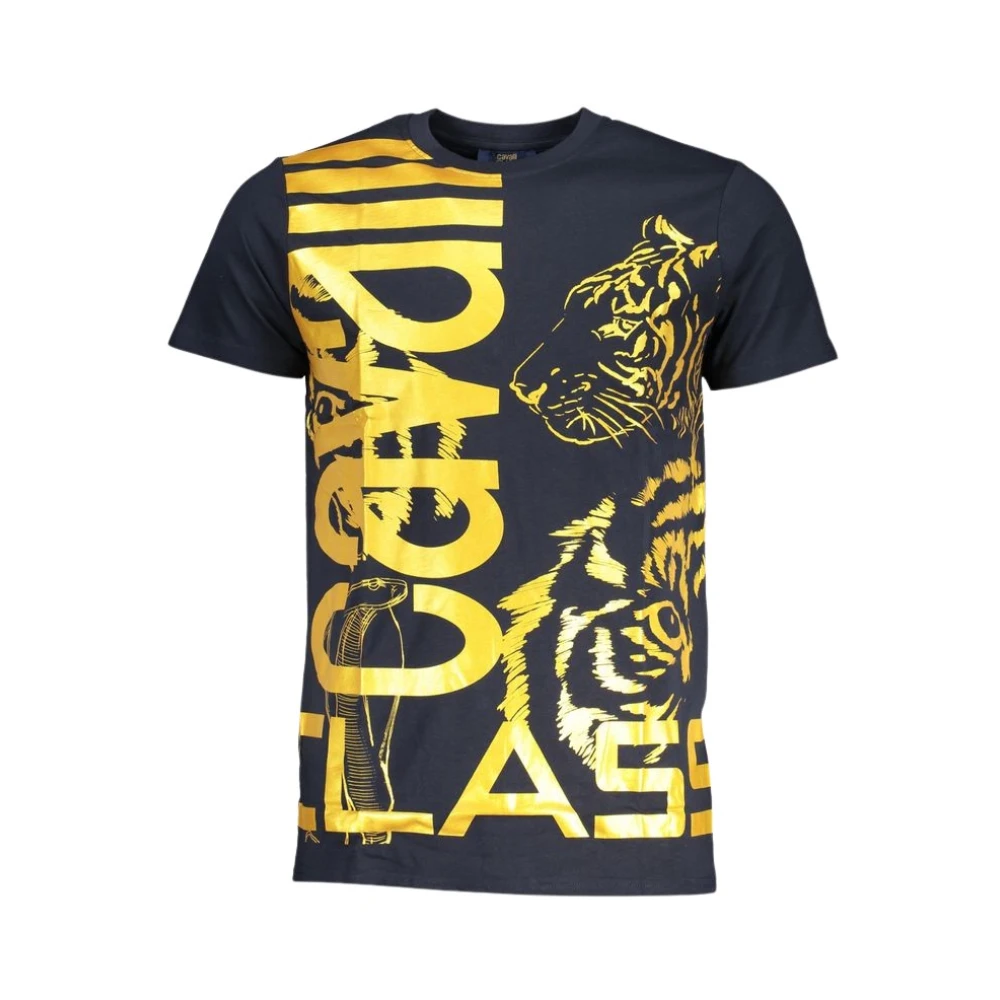 Cavalli Class Blauw Katoen Logo Print T-shirt Blue Heren