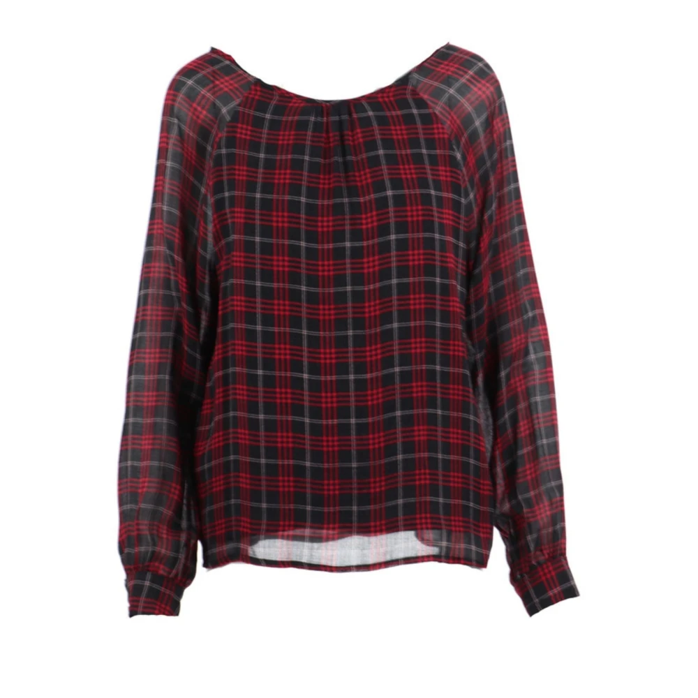 Kocca Geruite Patroon Lange Mouw Blouse Multicolor Dames