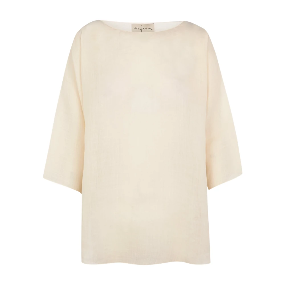 Cortana Women's Beige Oversize Ramie Top - Blouses - 2XS - Blouses & Shirts