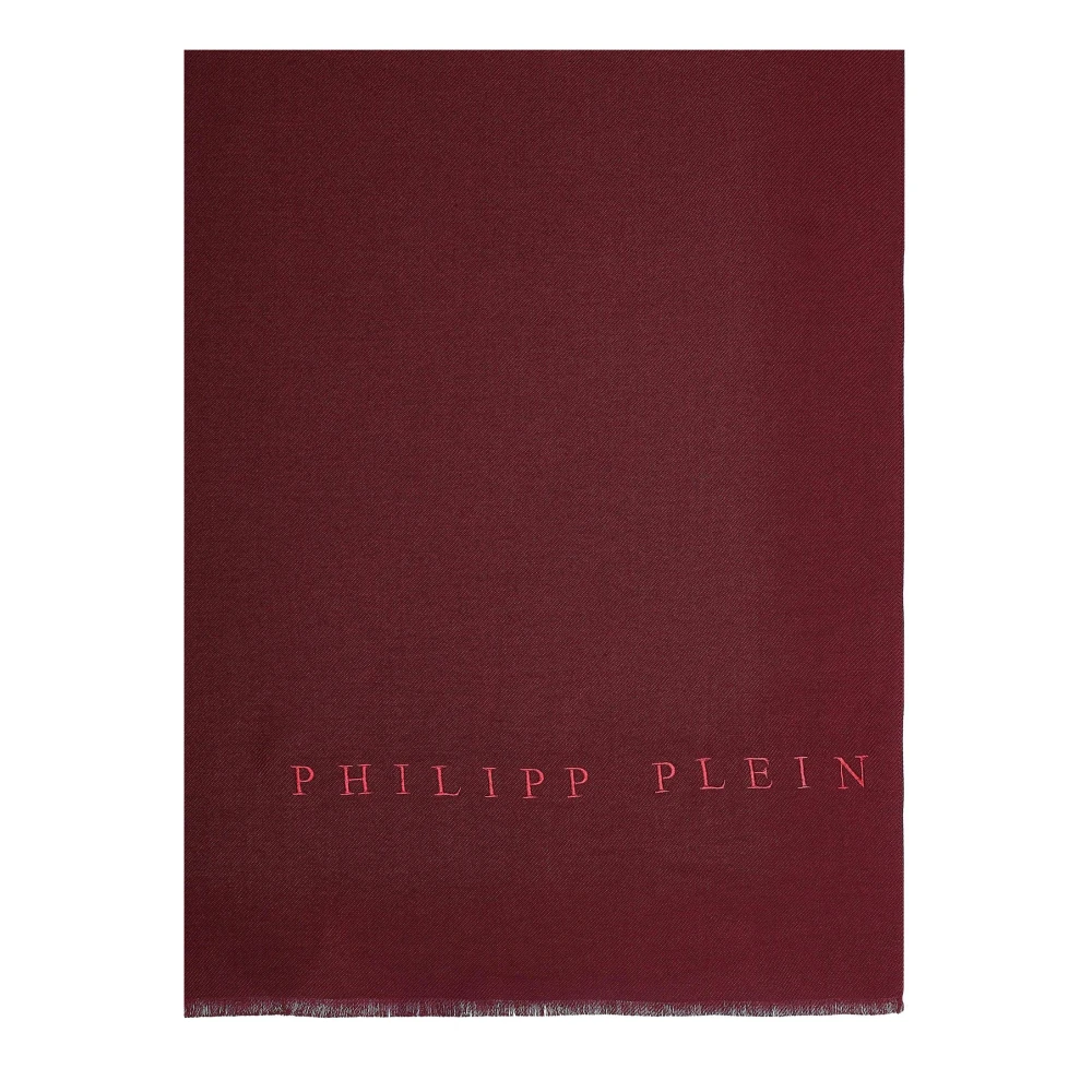 Philipp Plein Sjaal Halsdoek Stola met geborduurd logo Red Dames