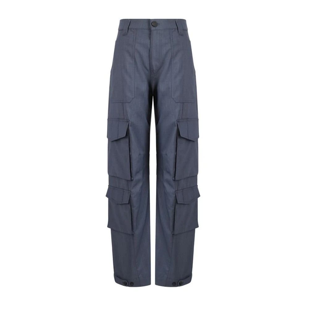 Golden Goose Wollen Cargo Broek Regular Fit Monochroom Blue Dames