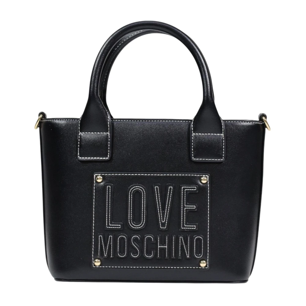 Love Moschino Women's Black Logo Plaque Shoulder Bag - Handbags - One Size - Bags