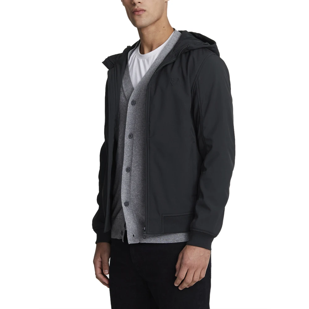 Lyle & Scott Zwarte Softshell Hoodie Fleece Jas Black Heren