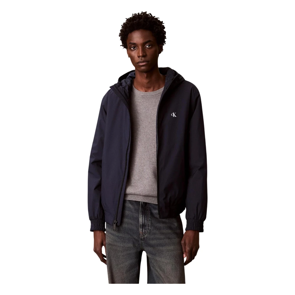 Calvin Klein Jeans Men's Blue Hooded Ripstop Jacket