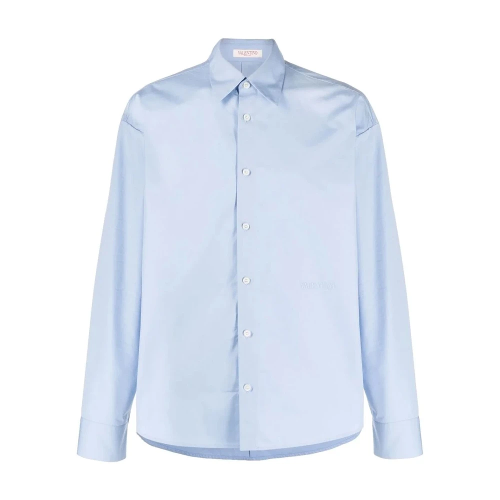 Valentino Blue Formal Shirts, Male, Xl, Cotton Popeline Shirt