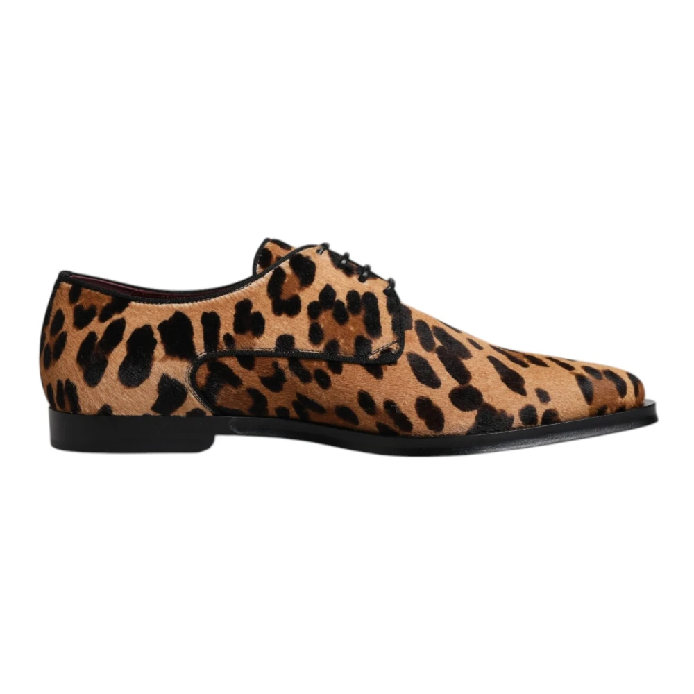 Dolce & Gabbana Men's Brown Leopard Derby Formal Dress Shoes