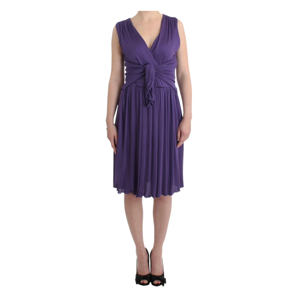 John Galliano Elegante Paarse Jersey Jurk Purple Dames
