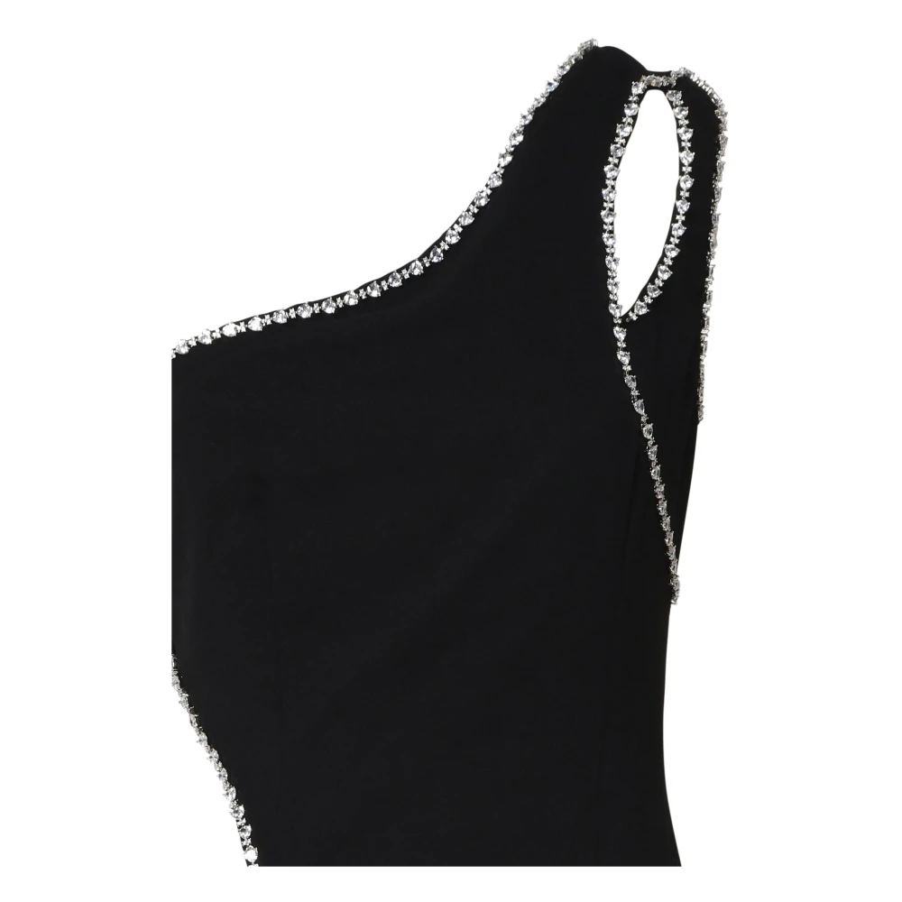 Philipp Plein Zwarte One-Shoulder Jurk met Contrasterende Decoratie Black Dames