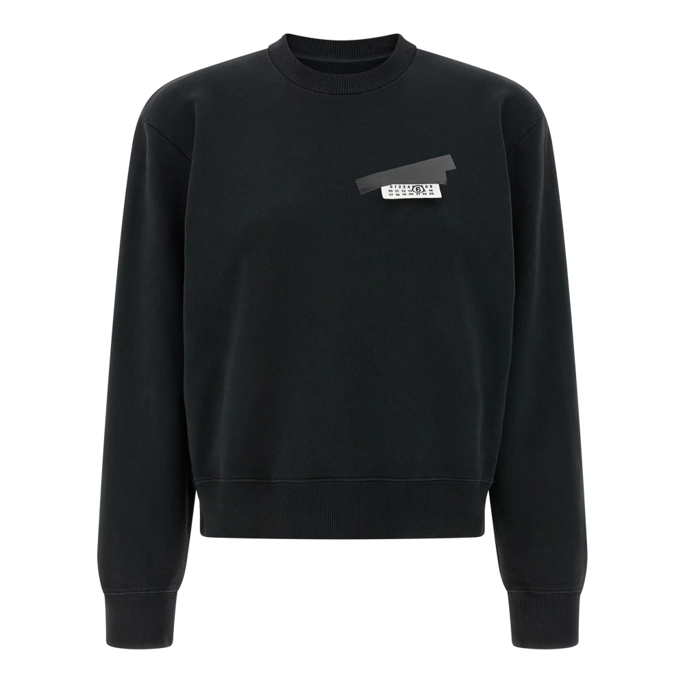 Mm6 Maison Margiela Women's Black Numeric Signature Sweatshirt - Sweatshirts - S - Sweatshirts & Hoodies