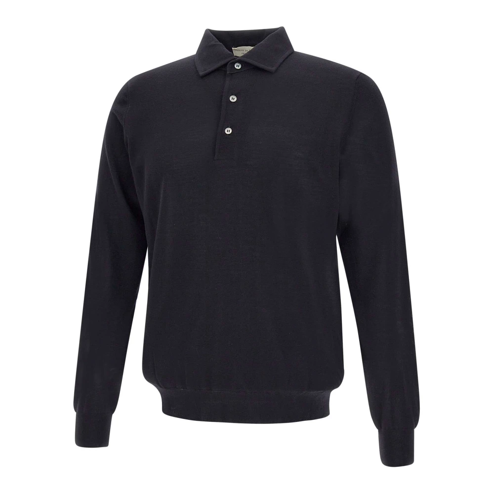 Filippo De Laurentiis Koninklijke Merino Wol Polo Shirt Blue Heren