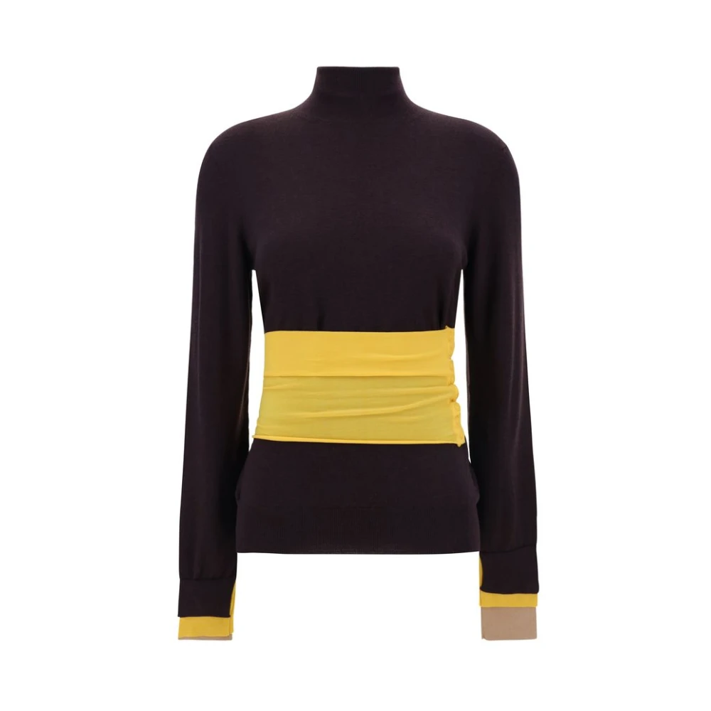 Fendi Women's Brown Ribbed Wool Turtleneck Jumper - Turtlenecks - Xs - Knitwear