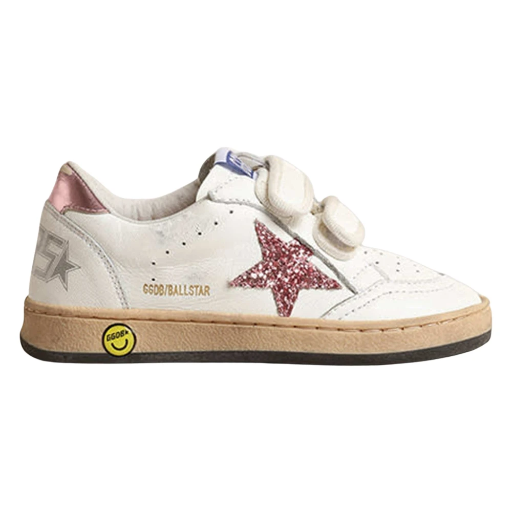 Golden Goose Women's White/Golden Ballstar Leather And Glitter Star Trainers