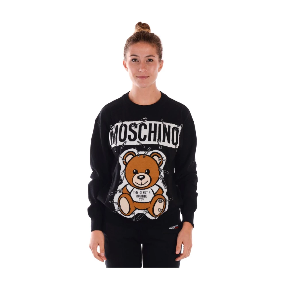 Moschino Women's Black Round-Neck Knitwear, 2XS, Jumper Pullover